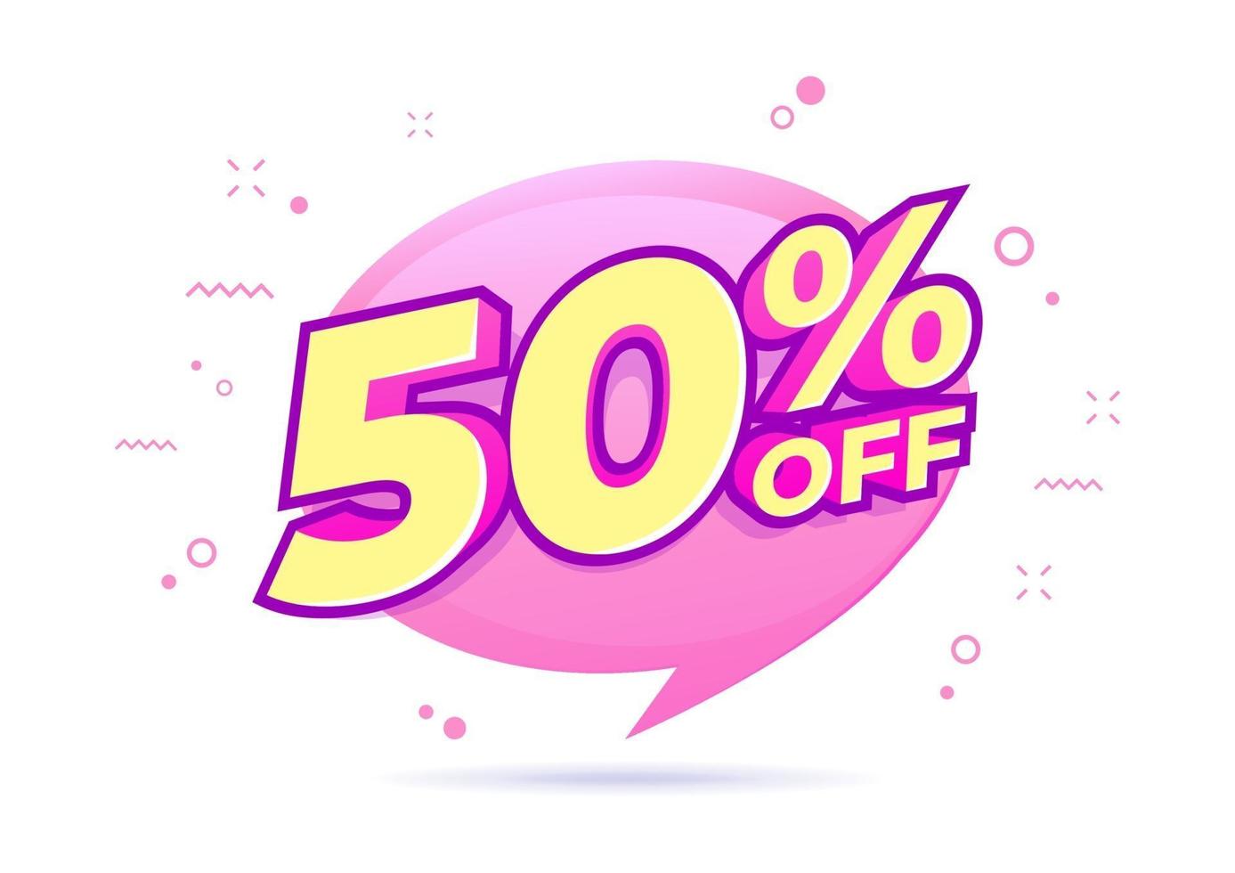 50 percent off sale tag. Sale of special offers. Discount with the price is 50 percent. vector