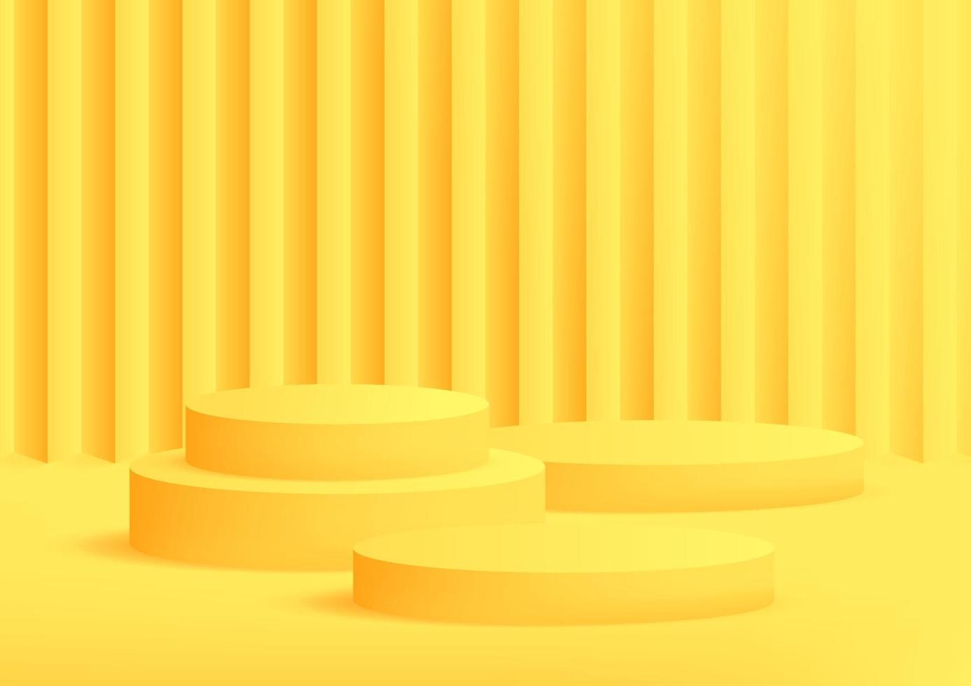 Empty podium studio yellow background for product display with copy space. Banner background for advertise sale product. vector