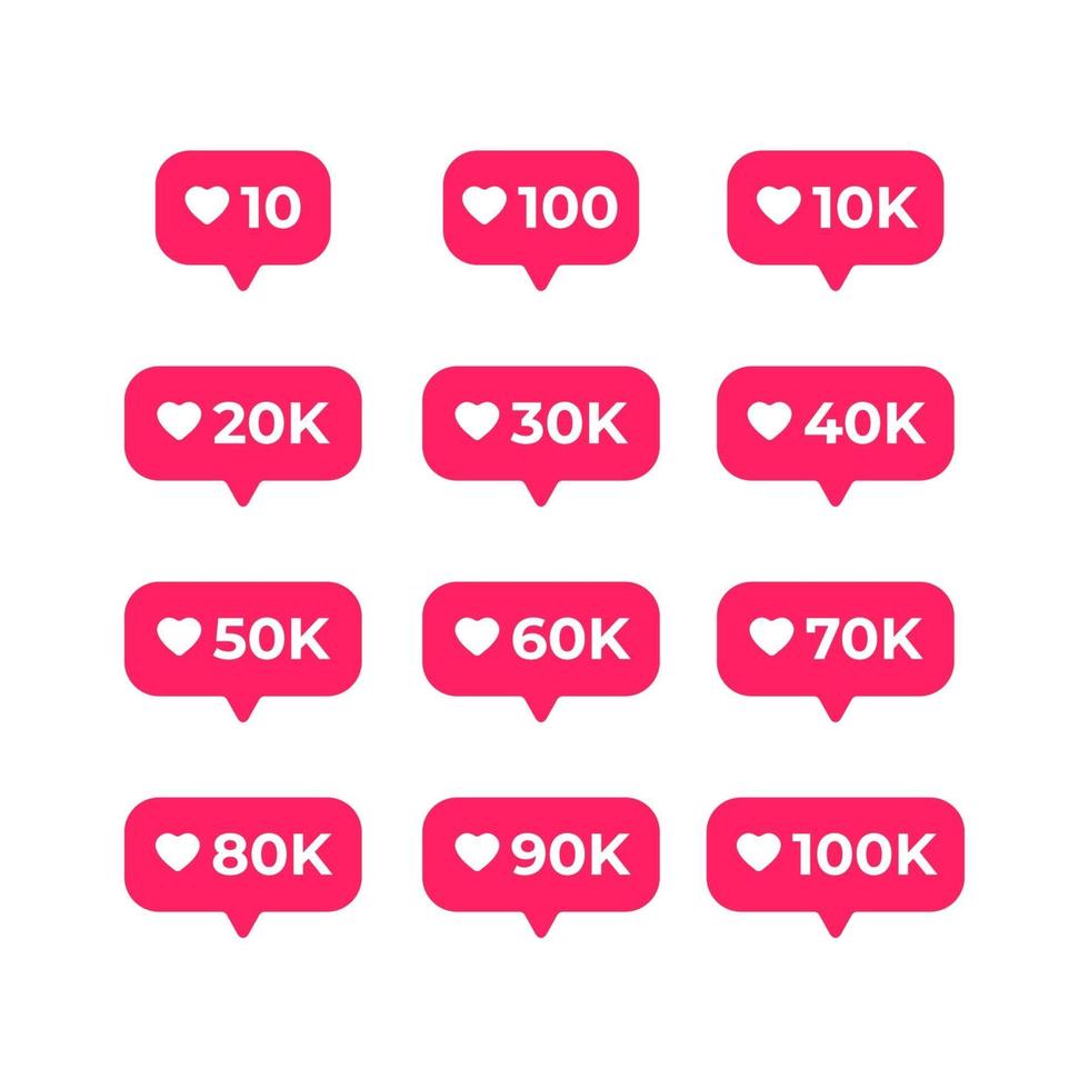 Social media love or like notification icon. vector