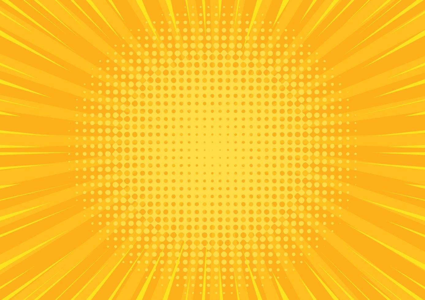 Pop art yellow comics background. Abstract cartoon style halftone zoom banner. vector