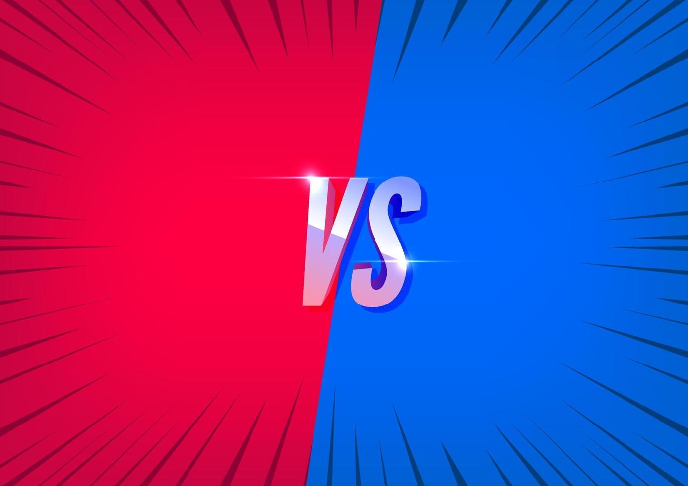 Versus red and blue screen. Fight backgrounds against each other. vector