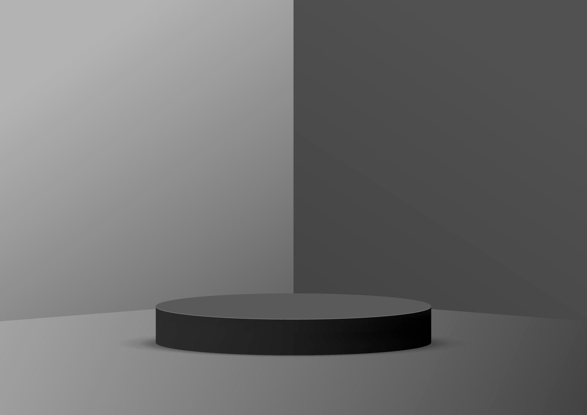 Empty podium studio black background for product display with copy