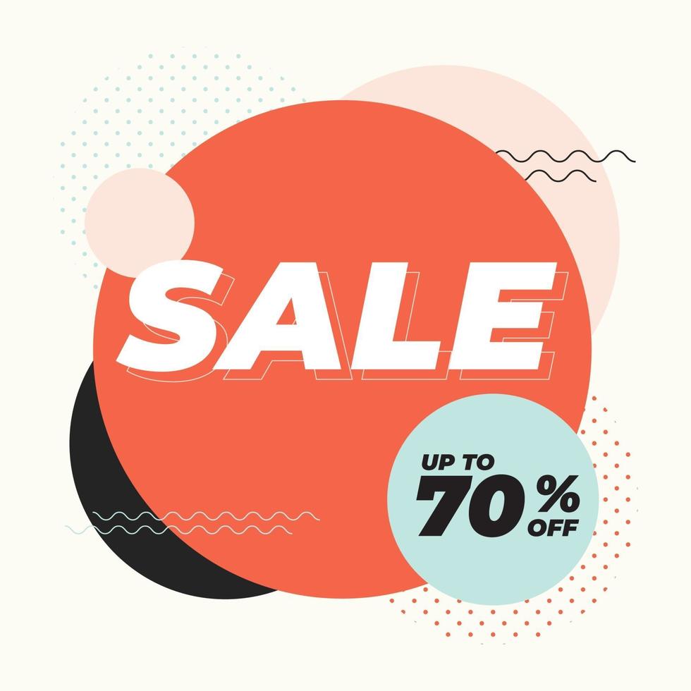 Sale up to 70 percent off with colorful geometric shapes banner. vector