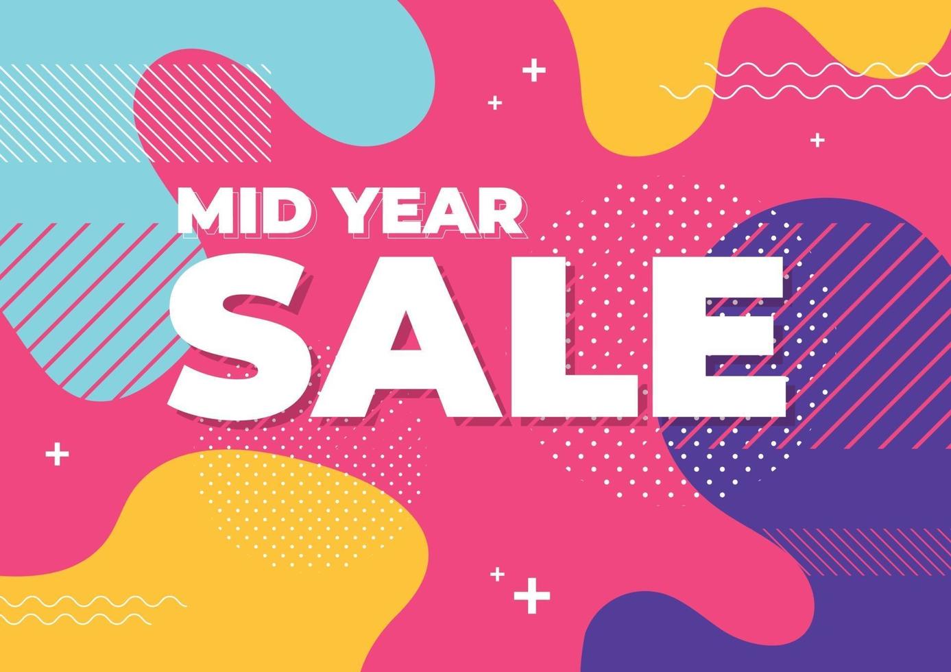 Mid year sale with abstract colorful geometric shapes background banner template. vector
