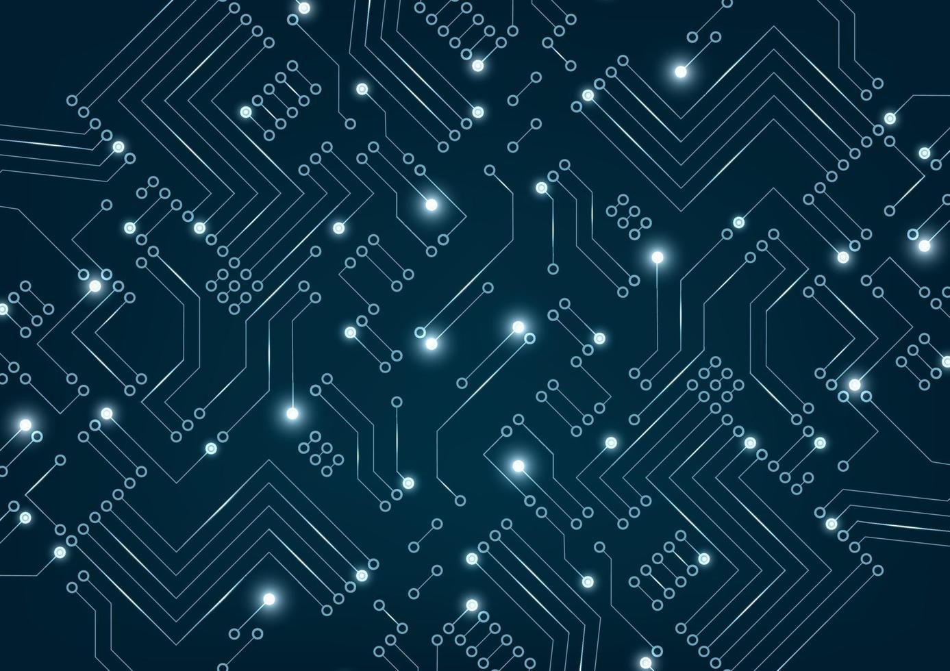 Abstract futuristic circuit board on dark blue background. Digital technology concept. vector