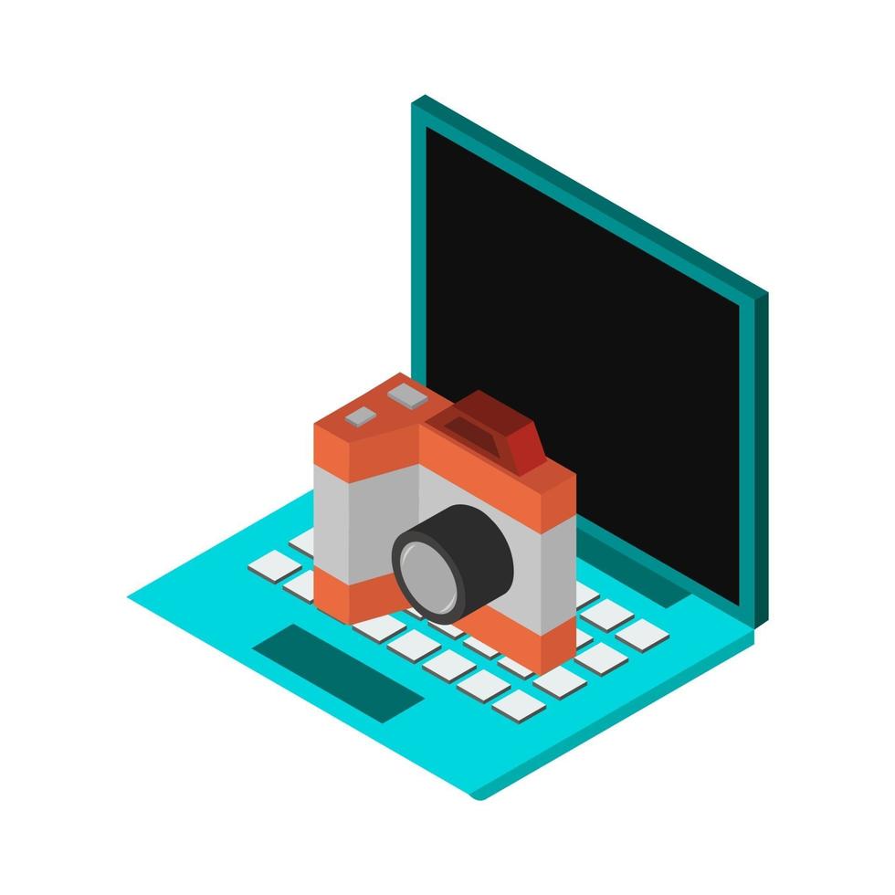 Camera On Isometric Laptop vector