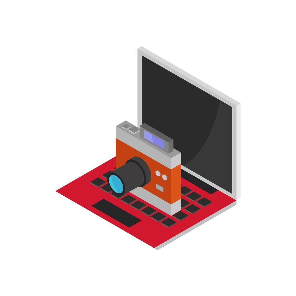 Camera On Isometric Laptop vector