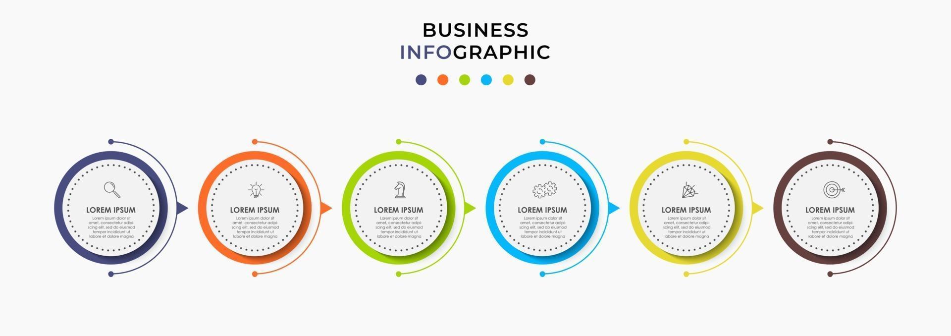 Infographics design vector and marketing icons can be used for workflow layout, diagram, annual report, web design. Business concept with 6 options, steps or processes.