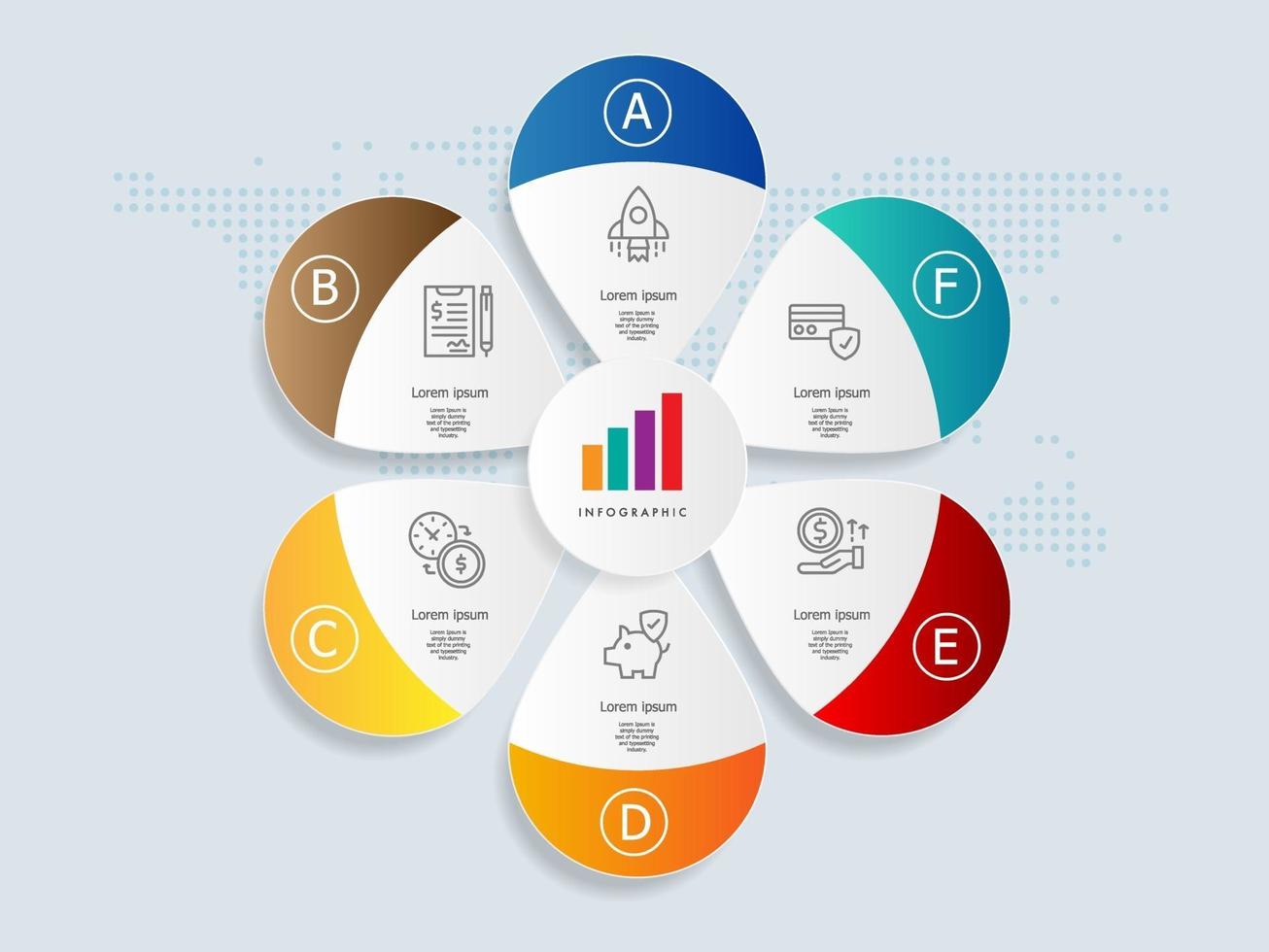 circle flower infographics presentation element tamplate vector