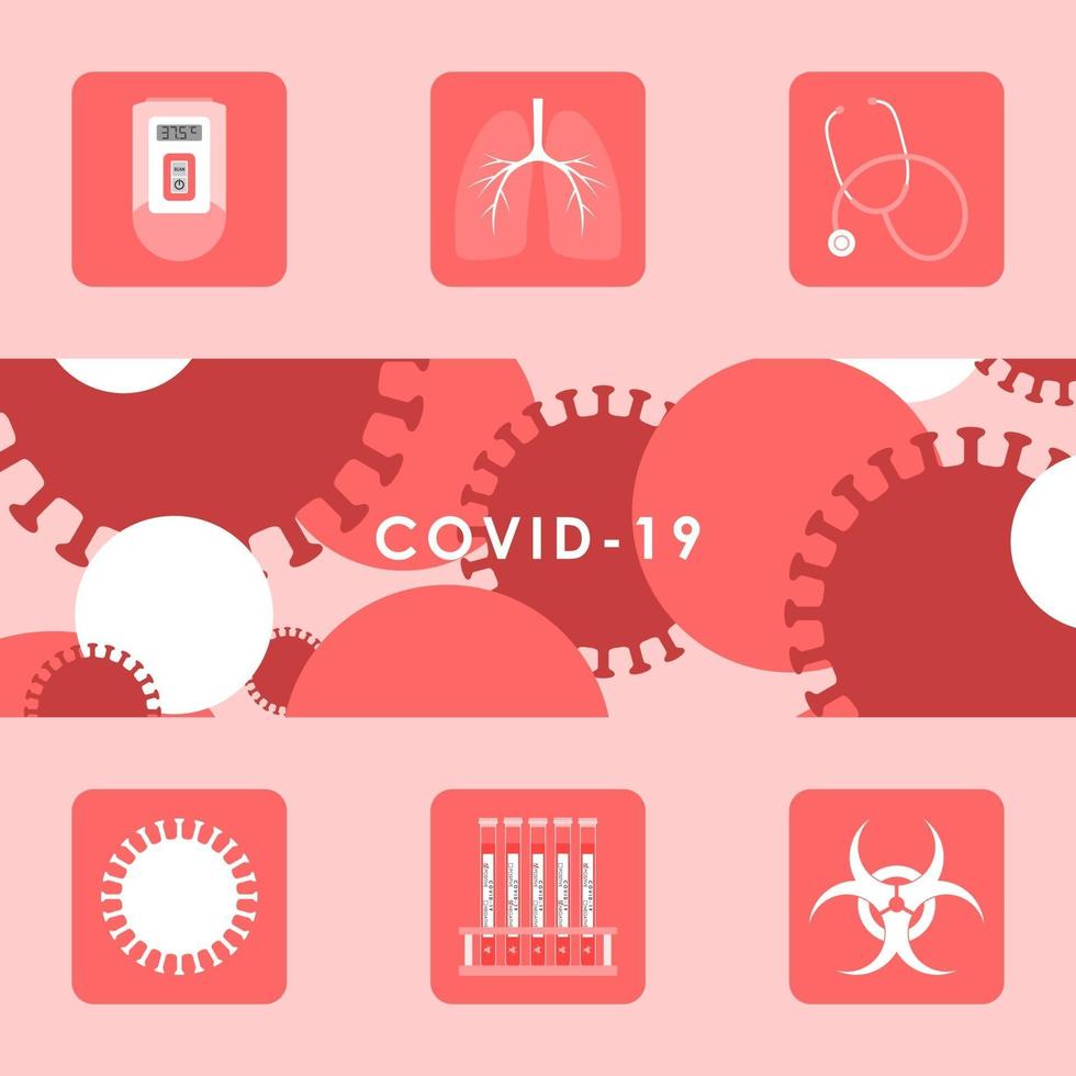 SET OF ICONS FOR DETECTING CORONAVIRUS vector