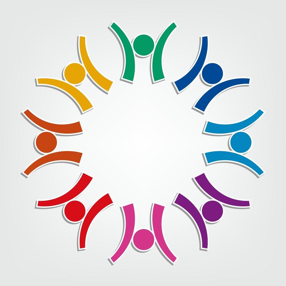 Group of eight people in a circle vector