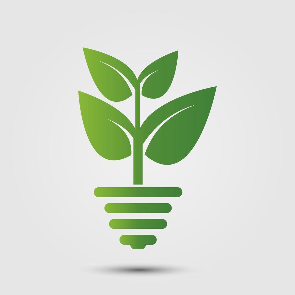 eco green energy concept, leaf as light bulb vector