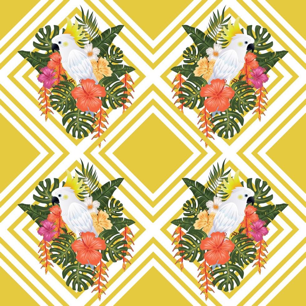 Plantilla de decoración hermosa de arte tropical sin costuras vector