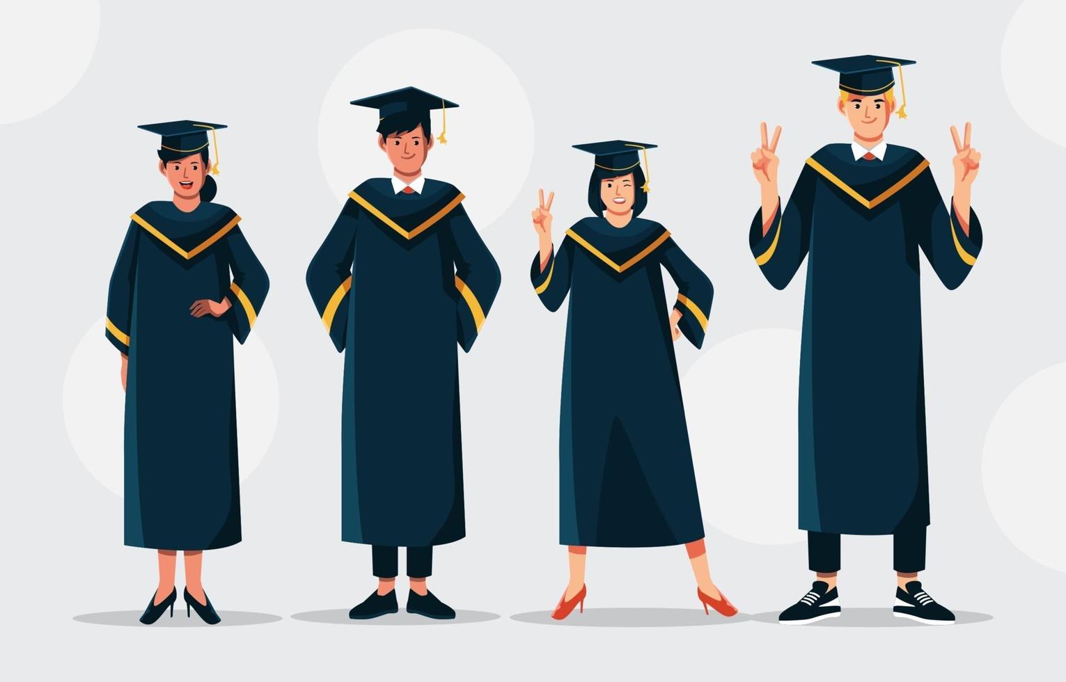 Four Friends Graduation Character 2332516 Vector Art at Vecteezy