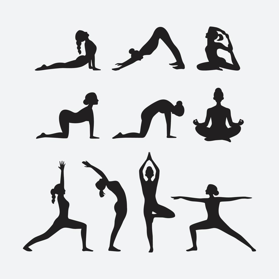 silueta de pose de yoga vector