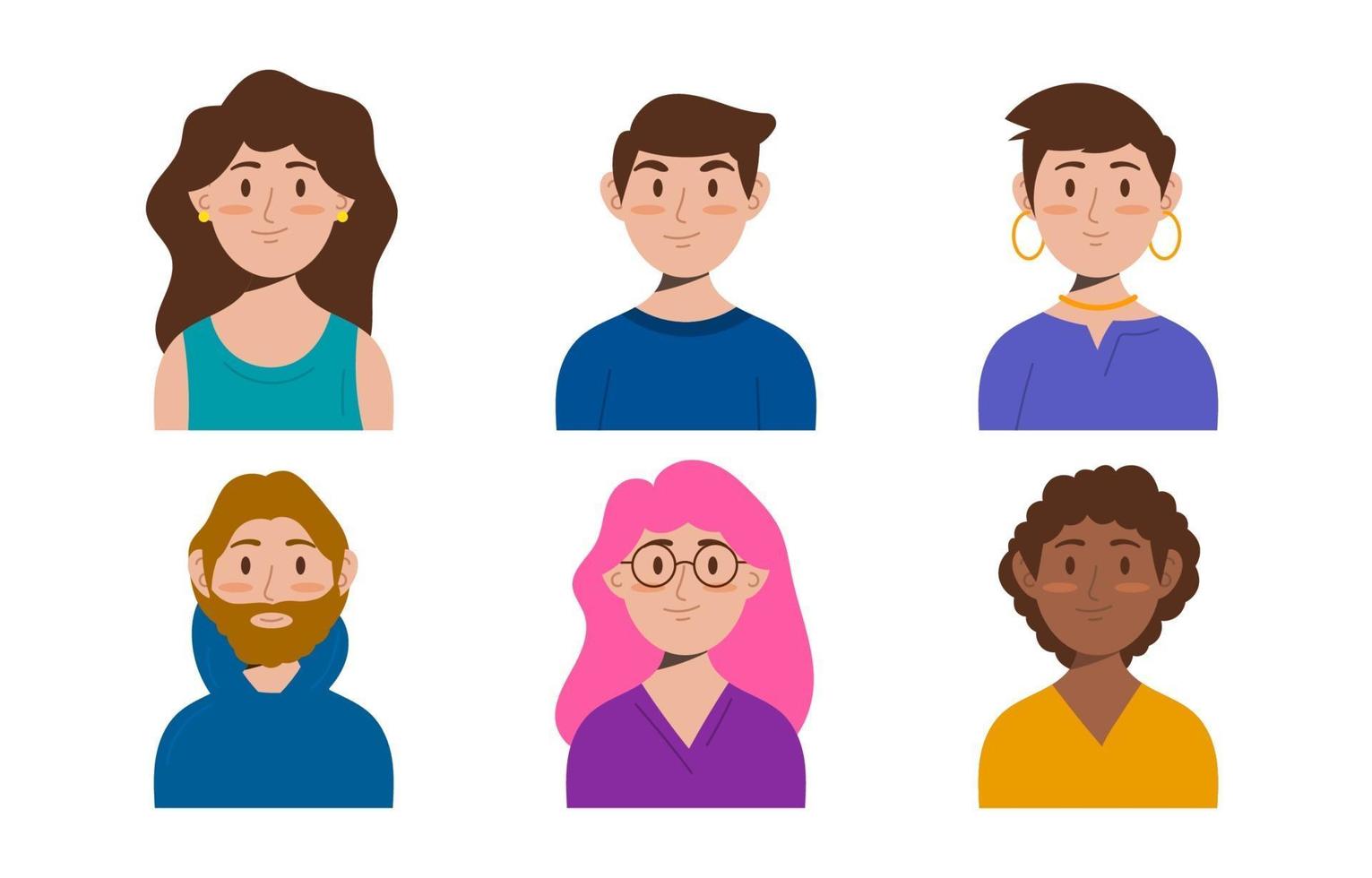 colección de avatar de personas planas vector