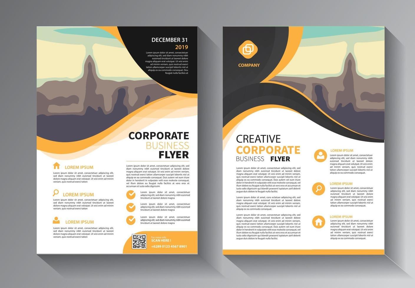 Brochure design, cover modern layout, annual report, poster, flyer in A4 with colorful triangles, geometric shapes for tech, science, market with light background vector