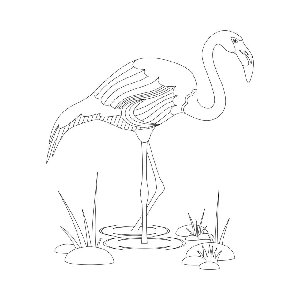 CHILDRENS COLORING BOOK WITH A FLAMINGO vector