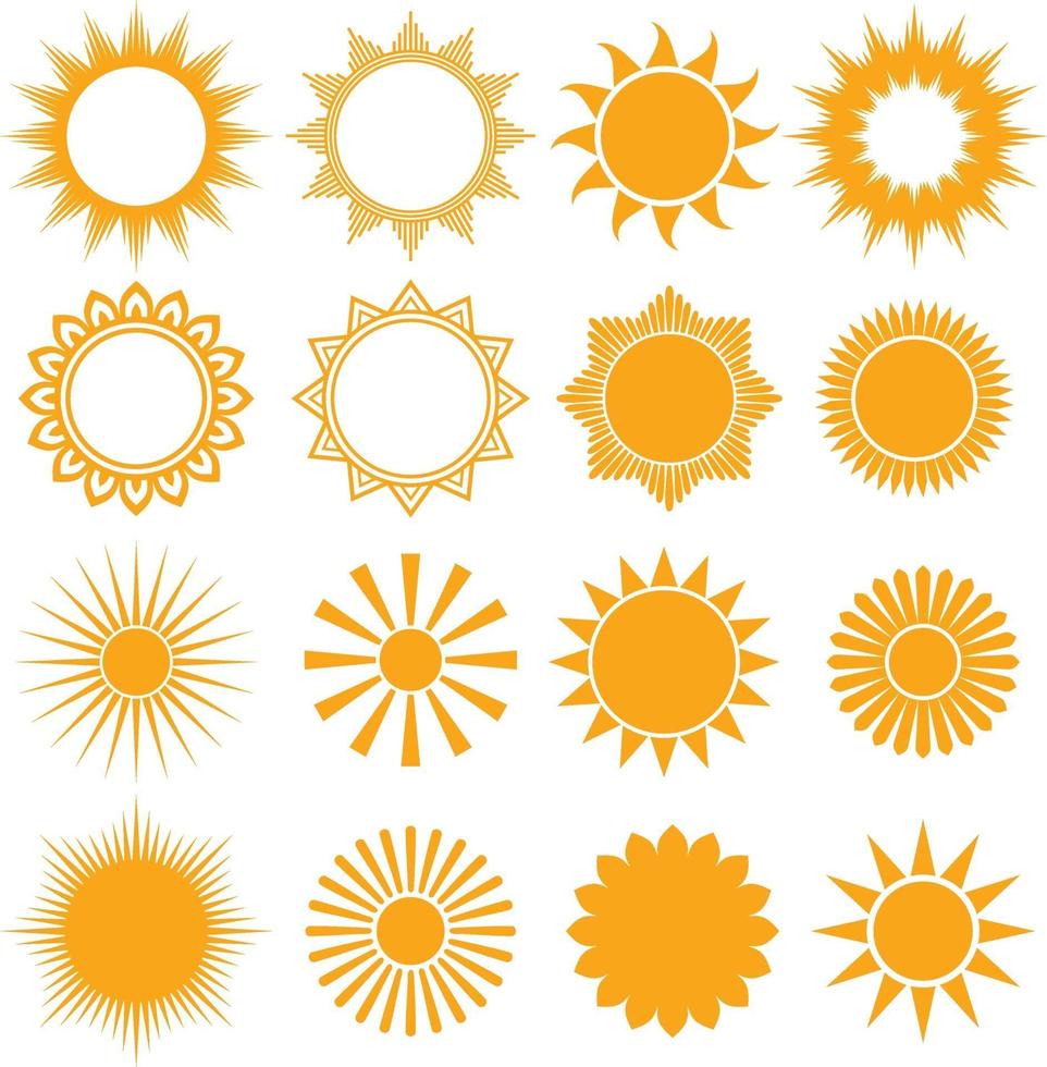 conjunto de iconos de sol vector