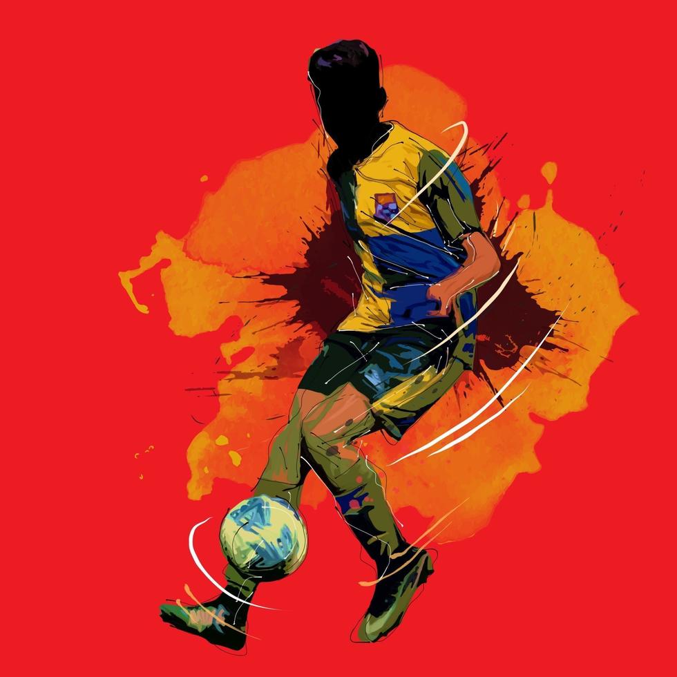 fútbol soccer splash pintura silueta vector