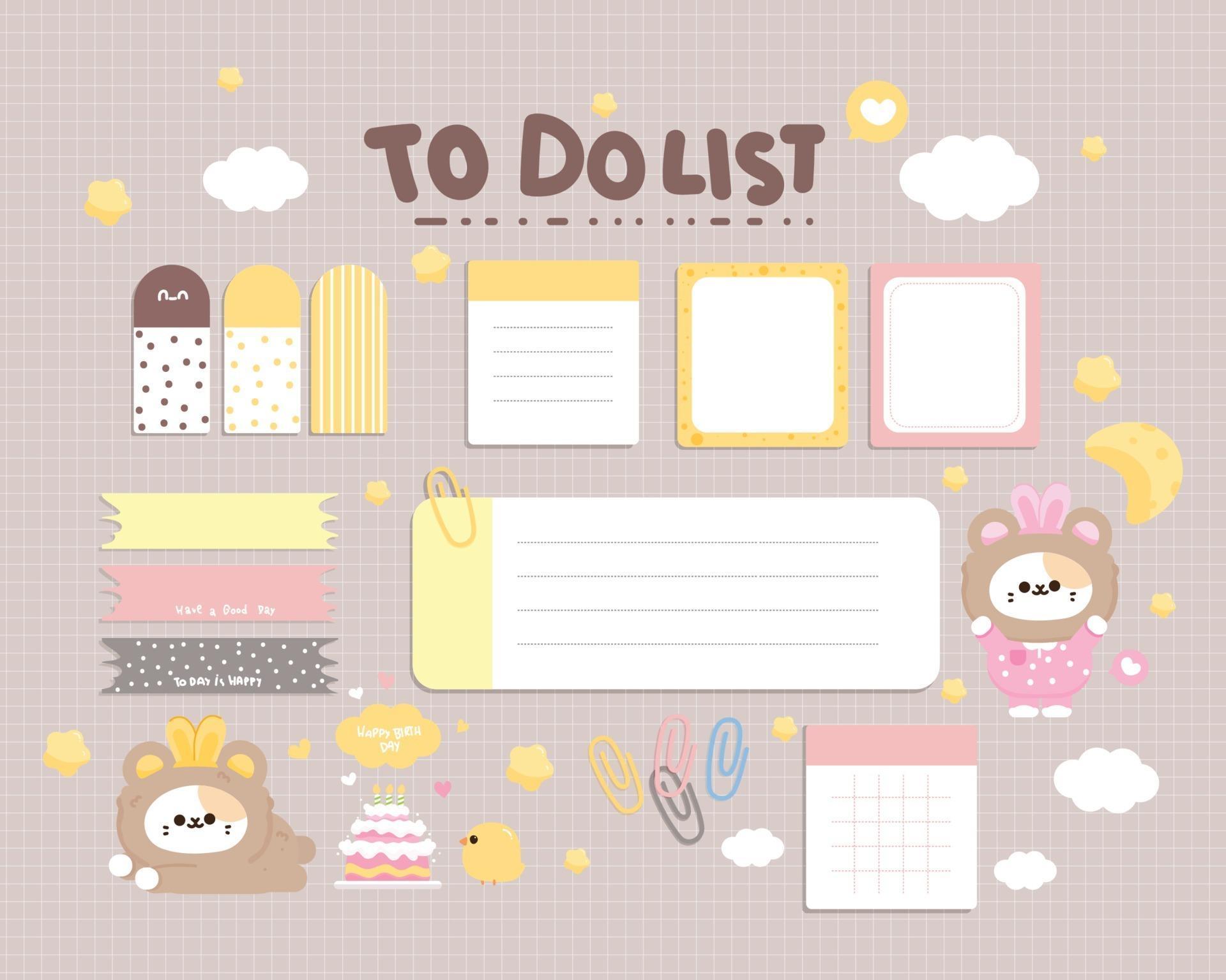 Cute daily planner element stationery collection cartoon art