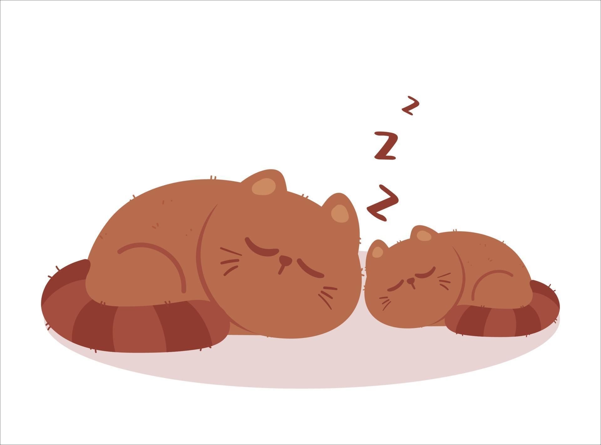 可爱的卡通睡觉动物矢量插画素材 Cute cartoon animals sleeping on clouds. Vector il – 设计小咖