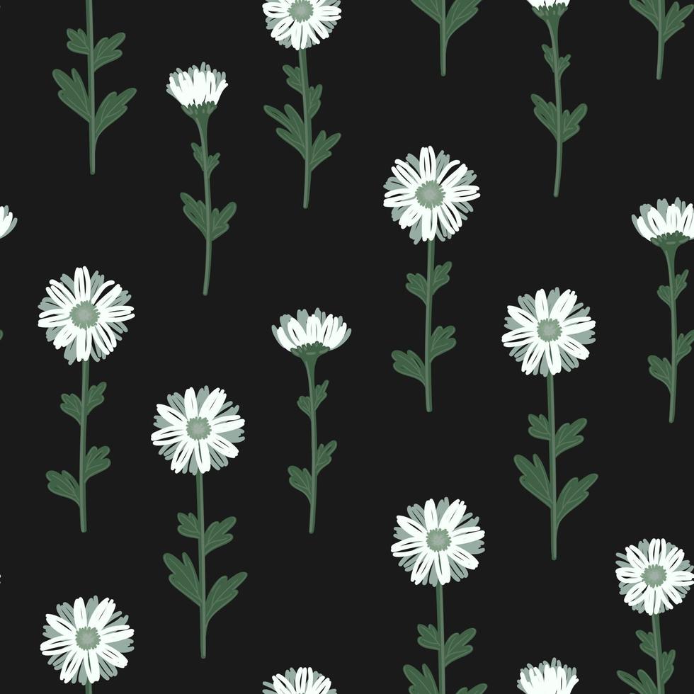 WHITE DAISIES ON A SEAMLESS BLACK BACKGROUND vector