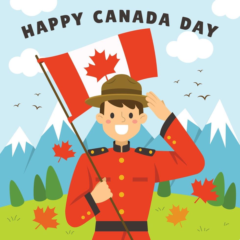 Canadian Man Celebrating Canada Independence Day vector