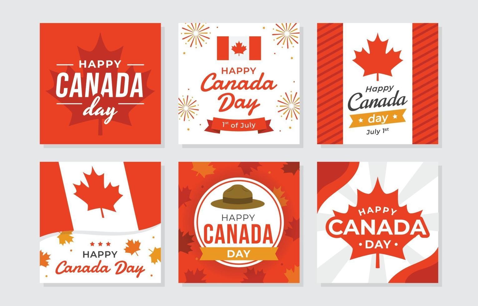 feliz dia de canadá tarjetas de felicitación vector