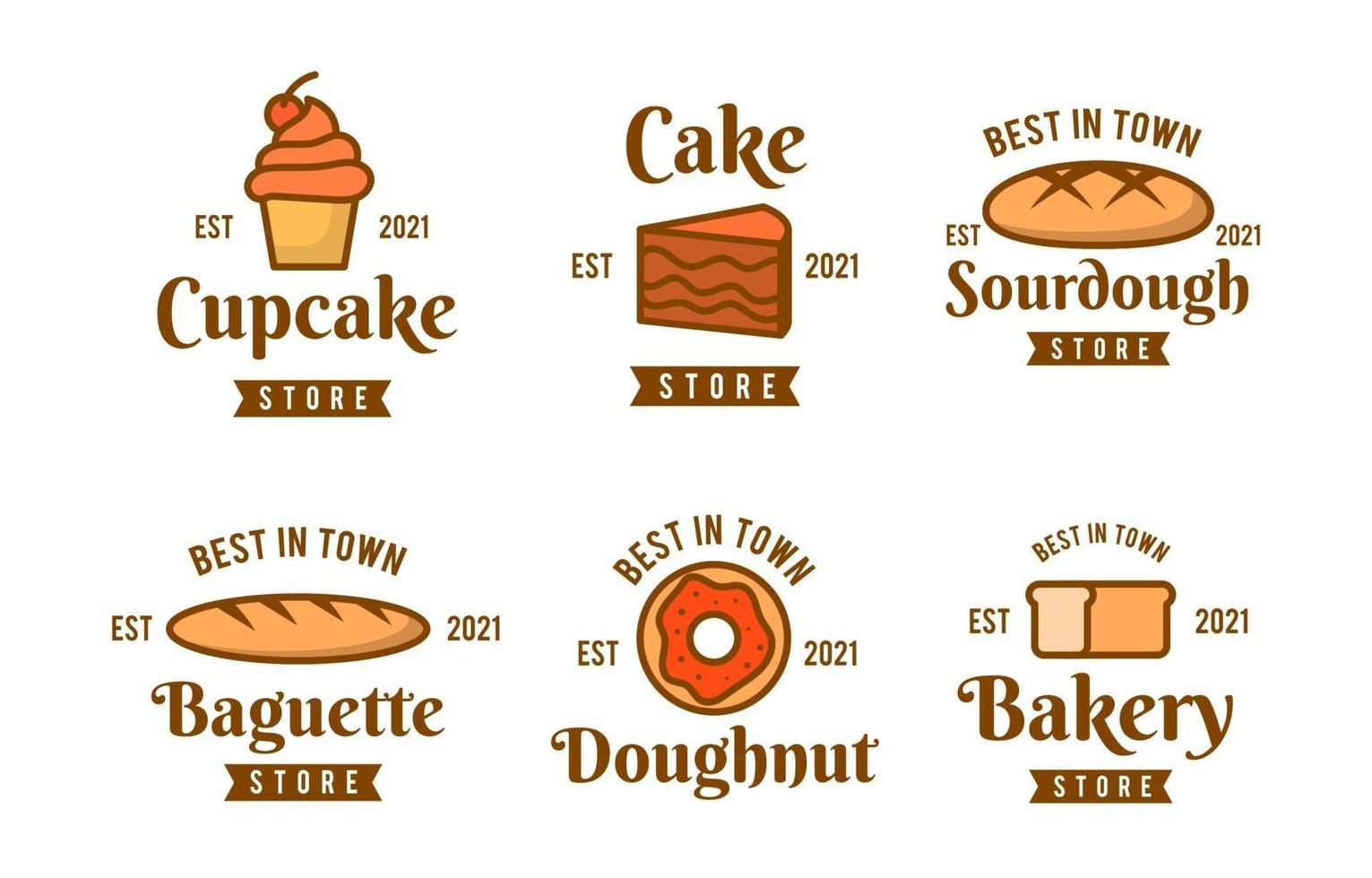 Flat Cake Logo Collection vector