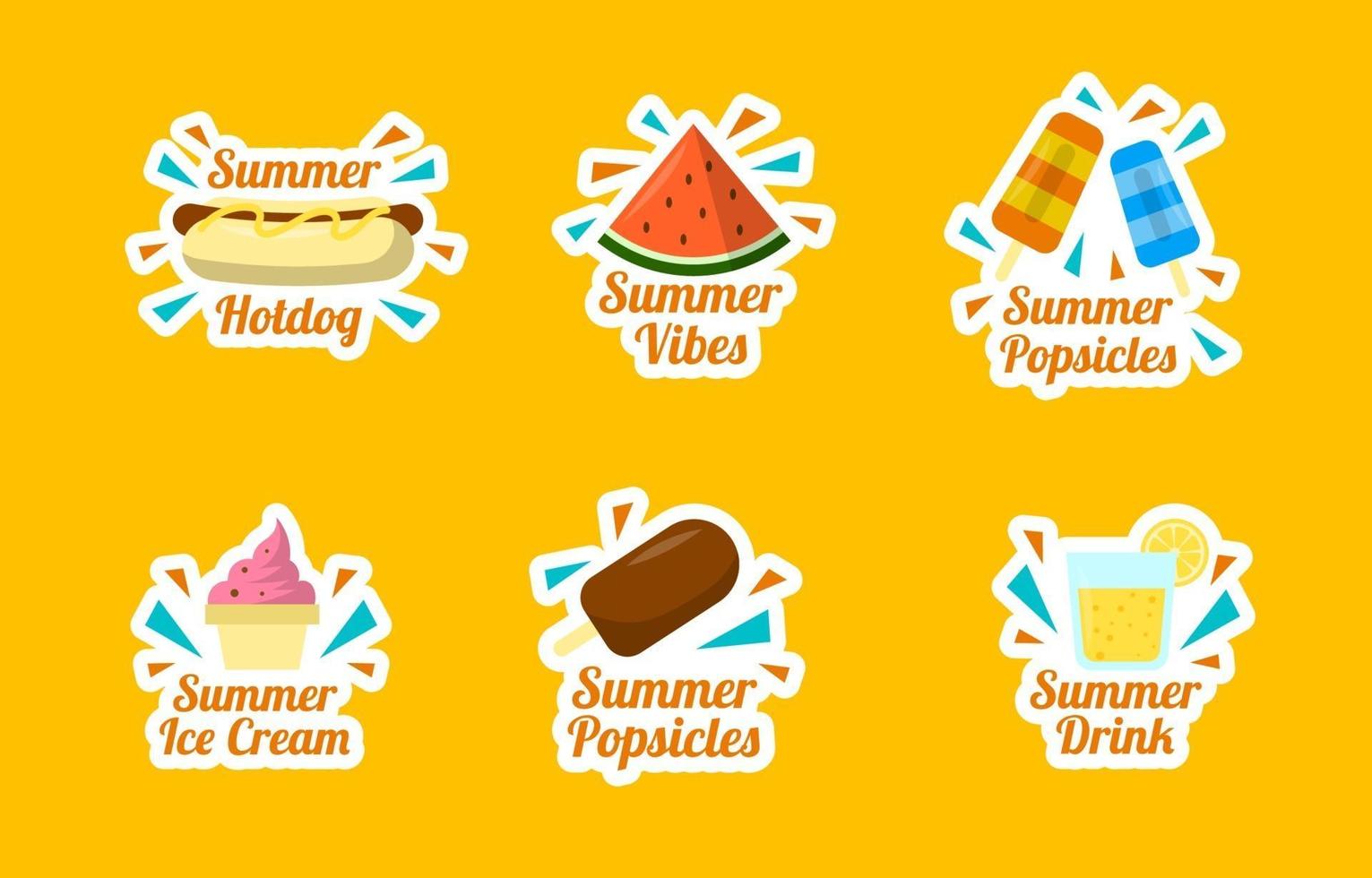 Summer Food Sticker Collection vector