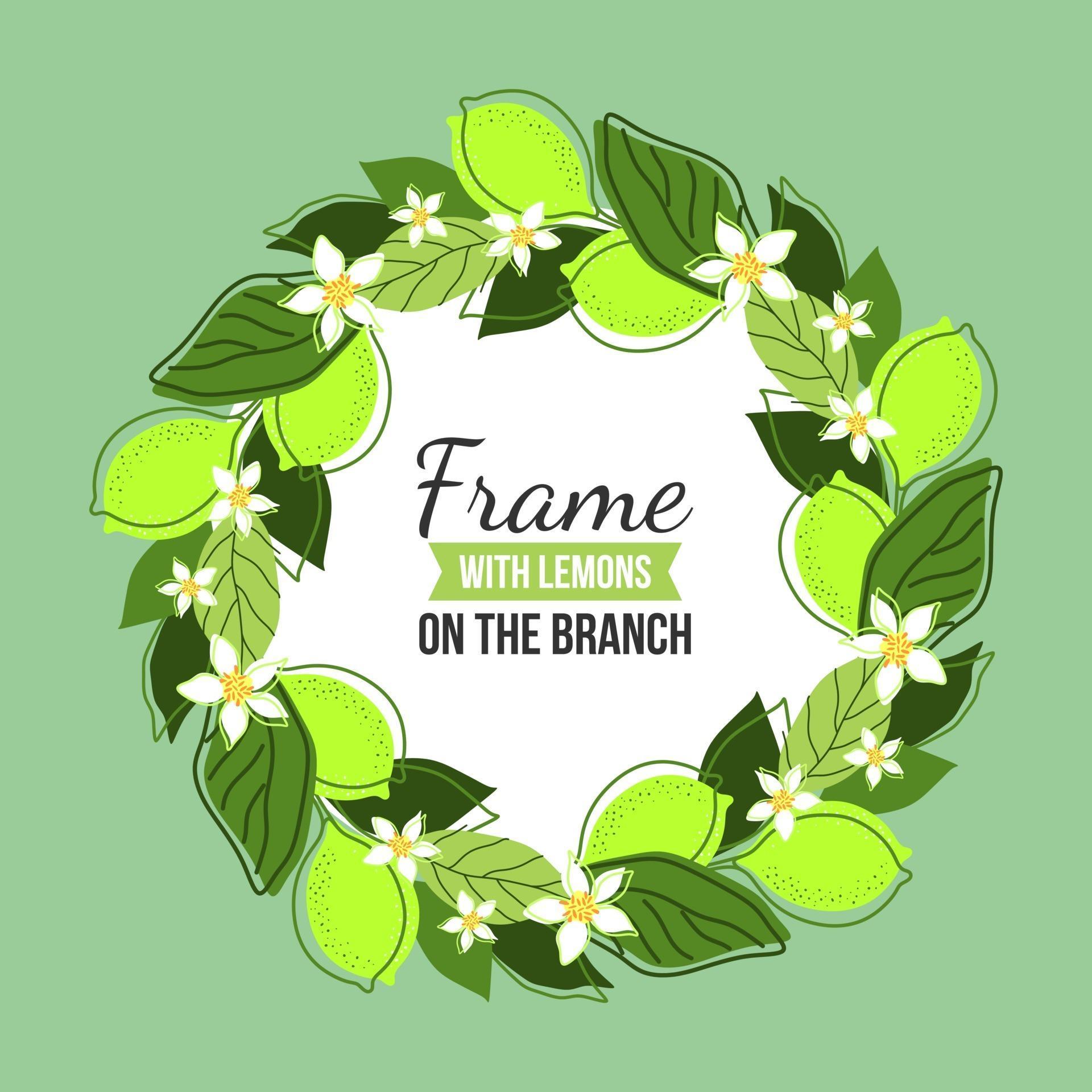 Download A WREATH OF LIME TREE BRANCHES AND FRUIT ON A MINT ...