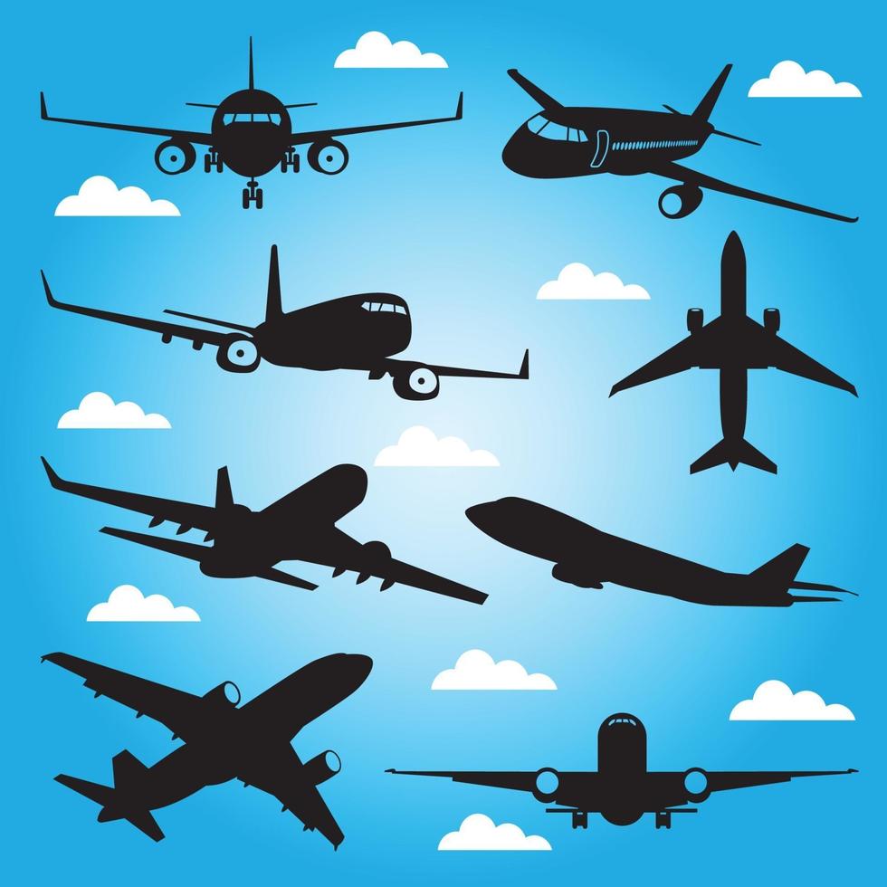 Aeroplane silhouettes vector design template