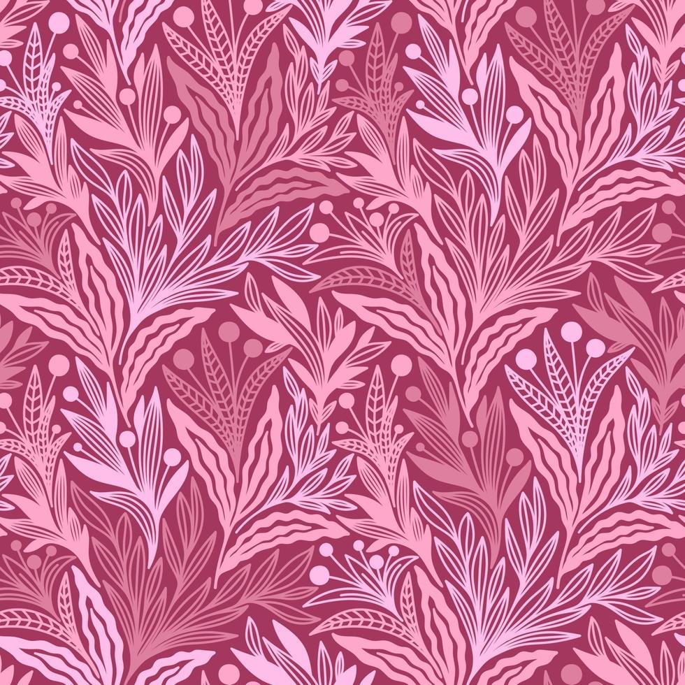 SEAMLESS RASPBERRY FLORAL PLANT ORNAMENTS PATTERN vector