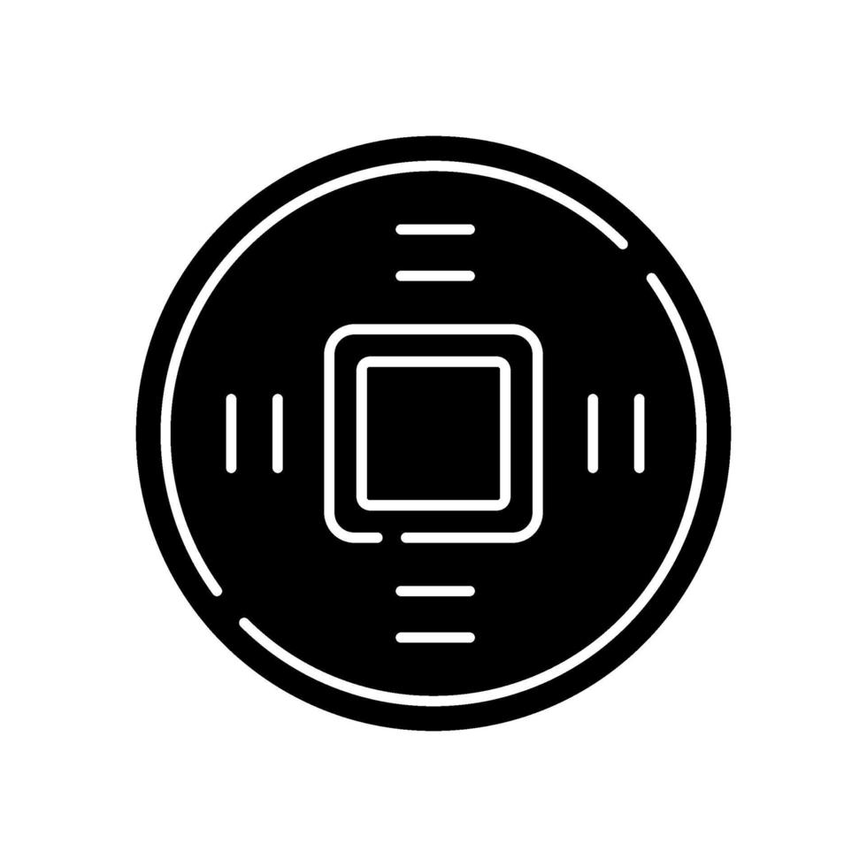 Ancient Chinese coins black glyph icon vector