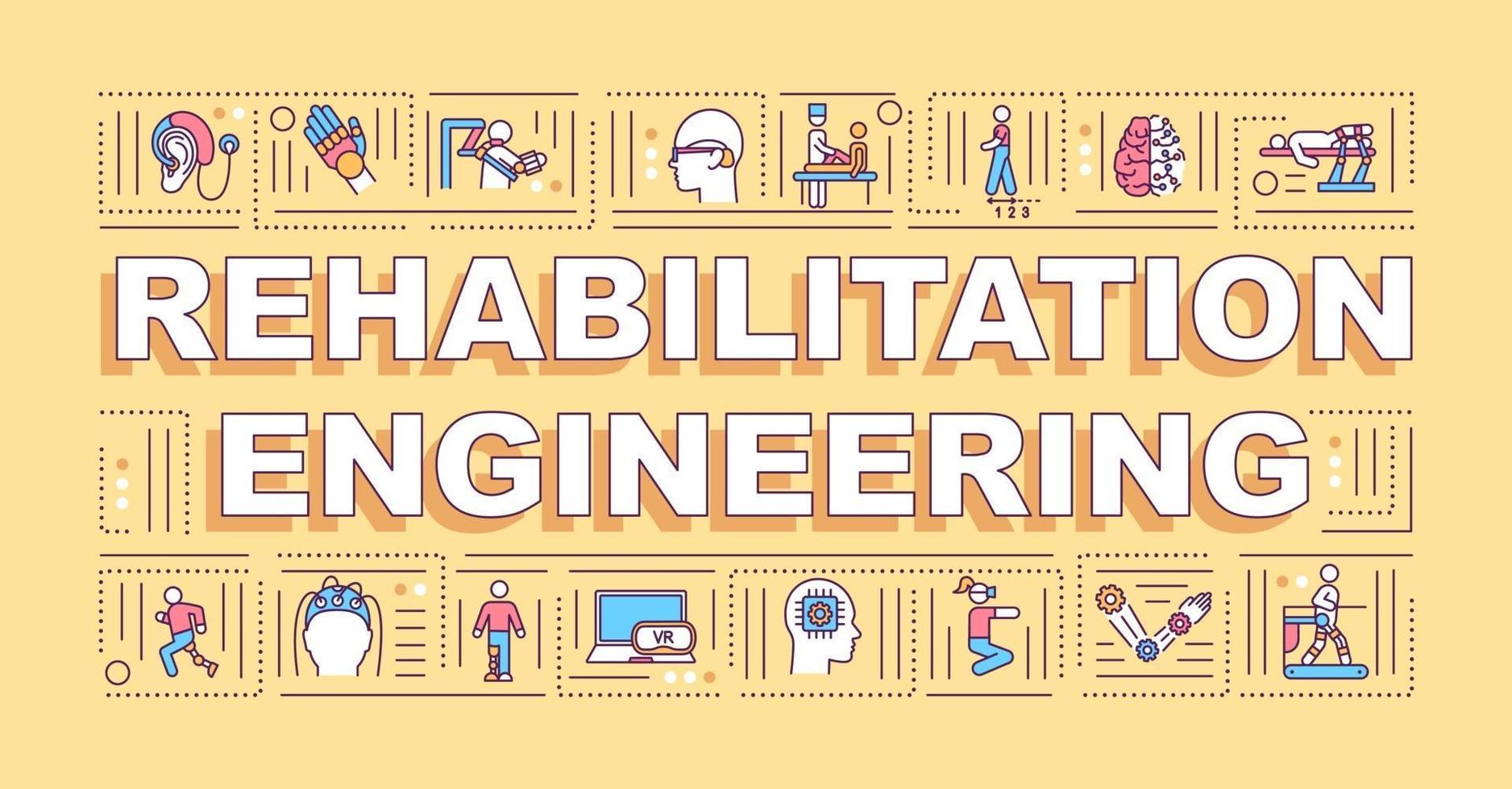 banner de conceptos de palabra de ingeniería de rehabilitación vector