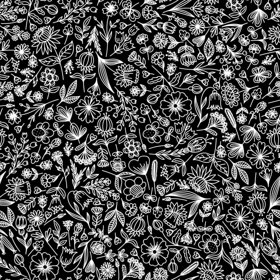 patrones sin fisuras con diferentes flores y hojas vector