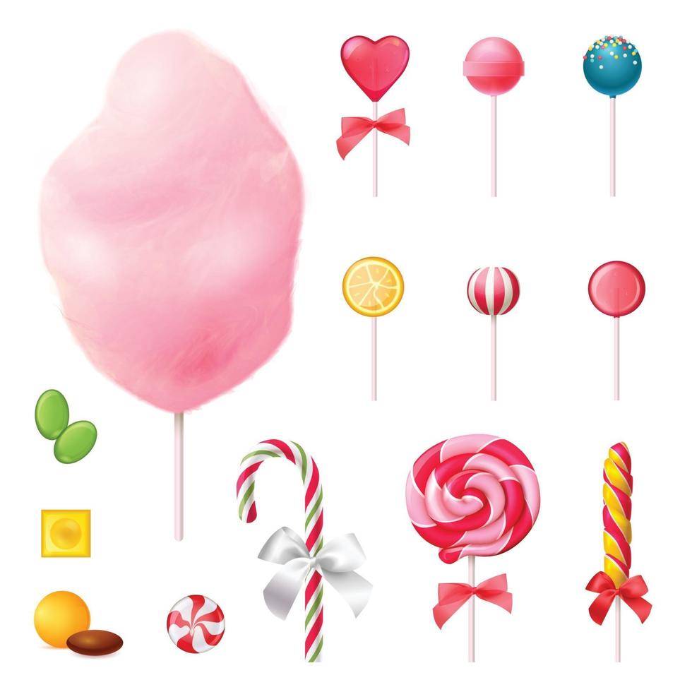 Sweets Realistic Icons Set Vector Illustration