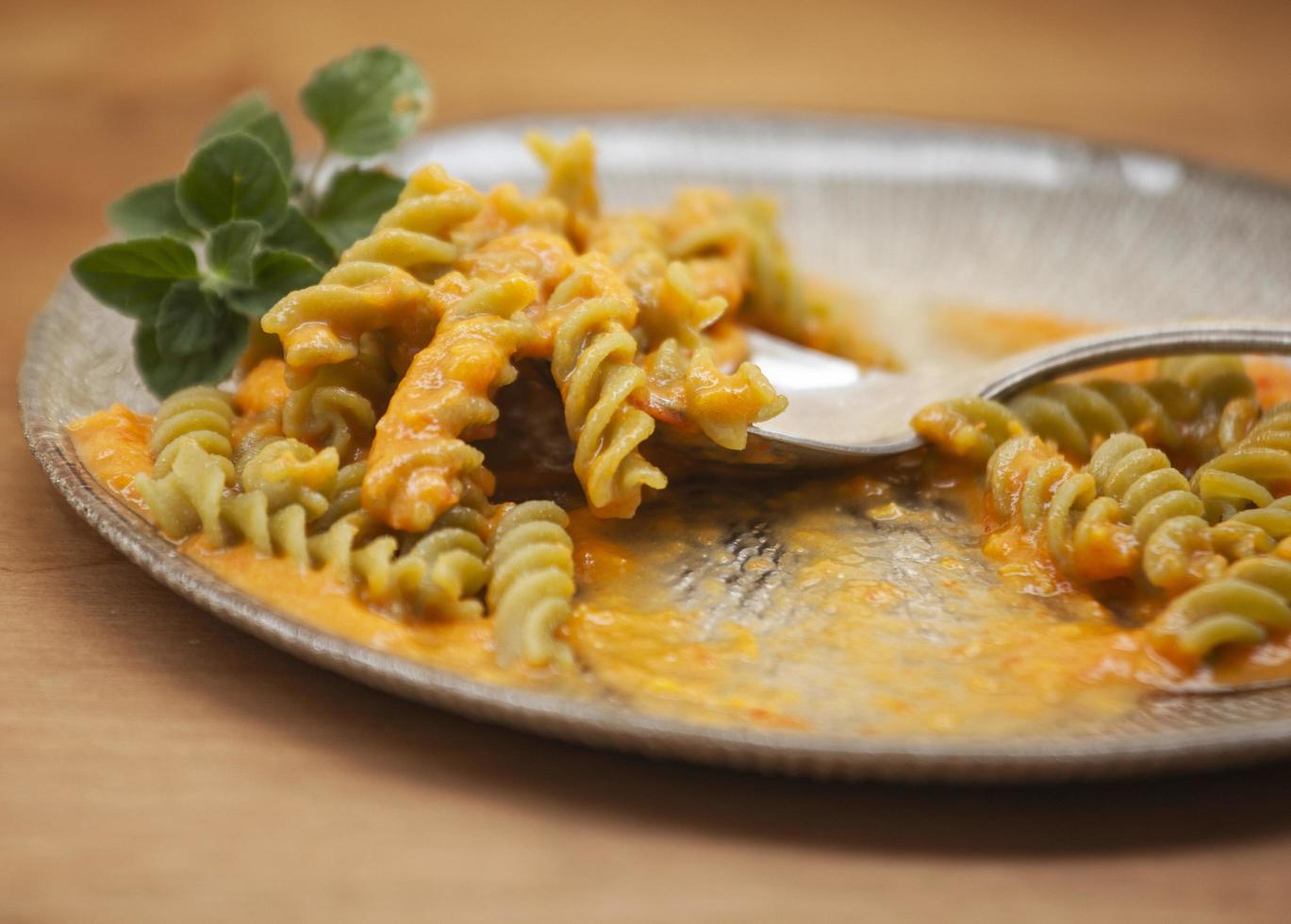 Close-up of pea paste in pepper sauce photo