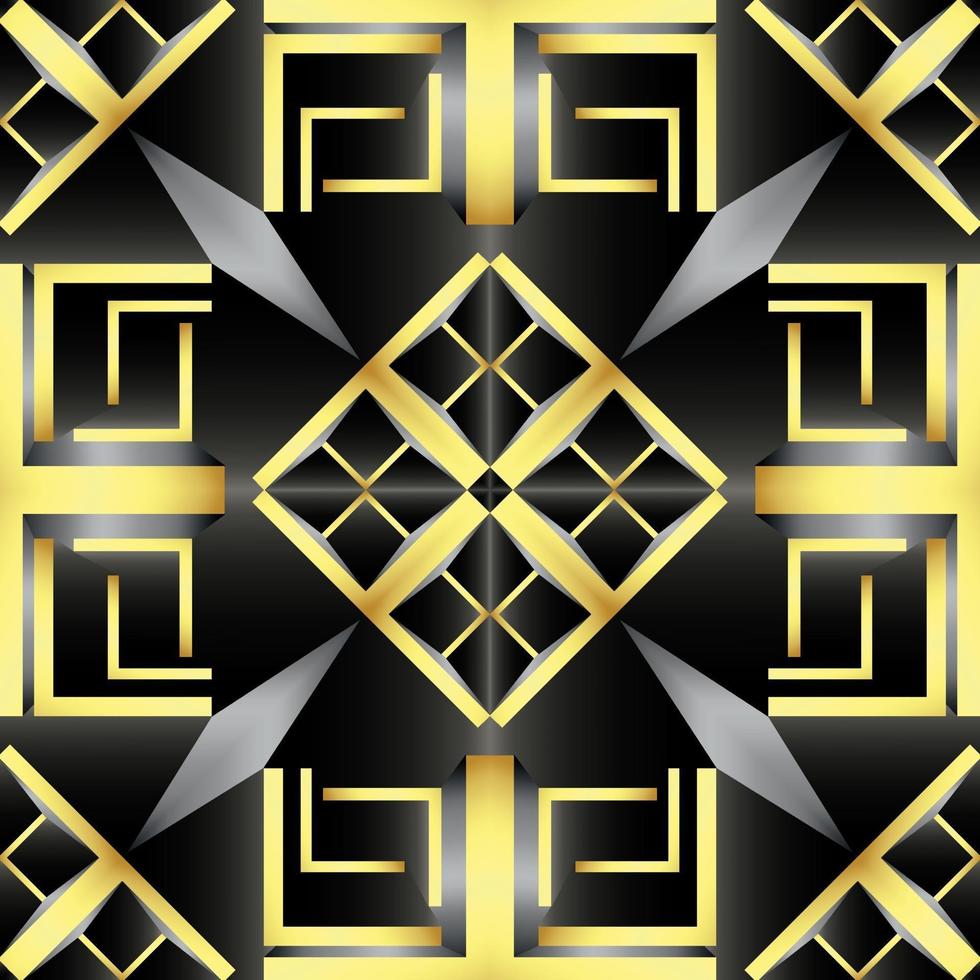 This is a vintage golden screen texture with a geometric art deco pattern vector