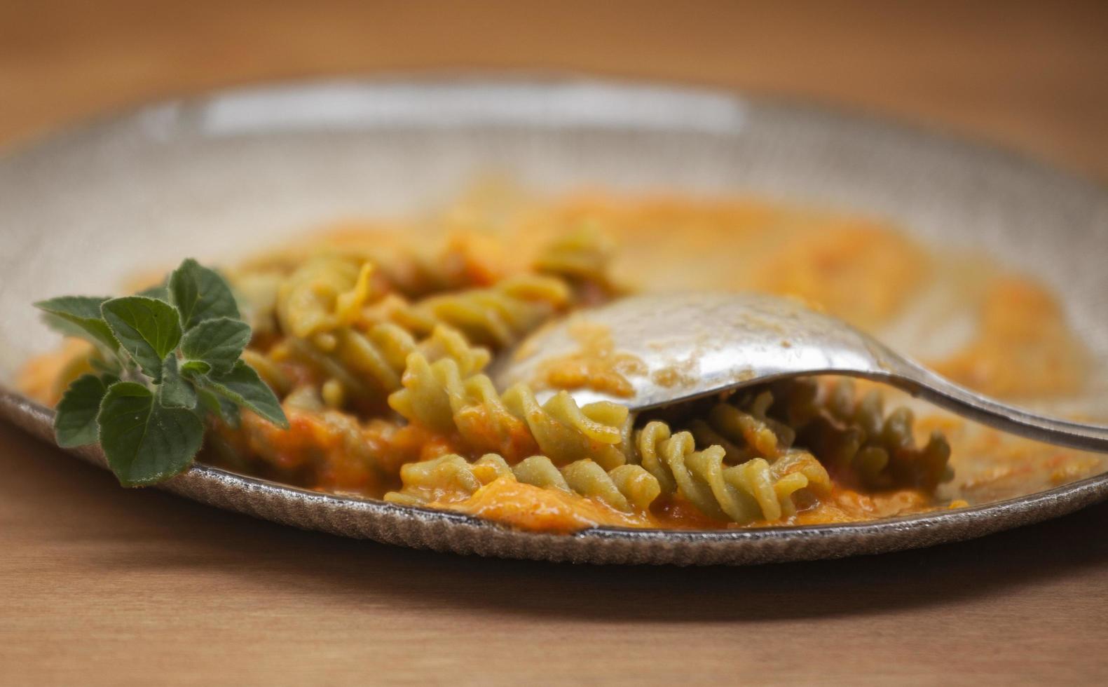 Noodle dish on a plate photo