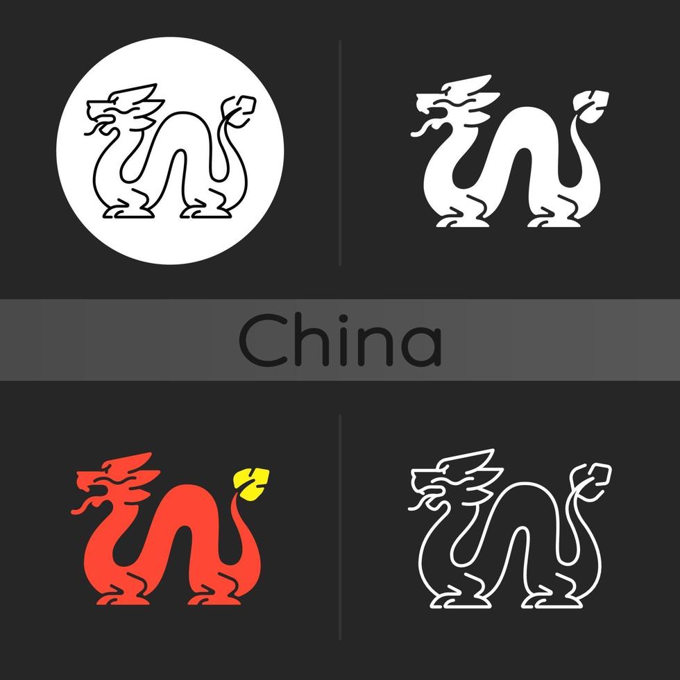 Loong dragon dark theme icon vector