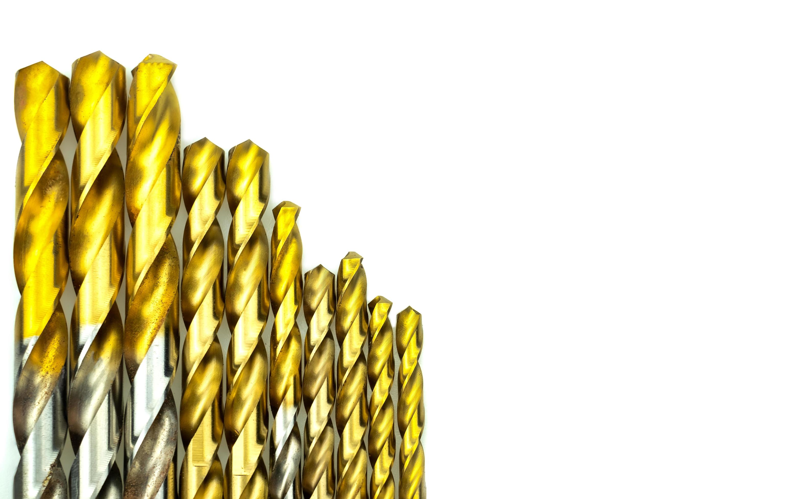Gold drill bits 2338746 Stock Photo at Vecteezy