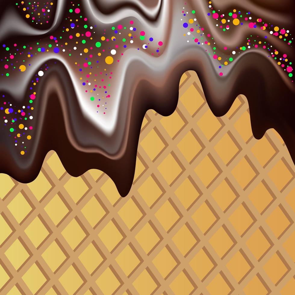 Imagen de fondo vectorial que ilustra la masa de chocolate líquido con chispas vector