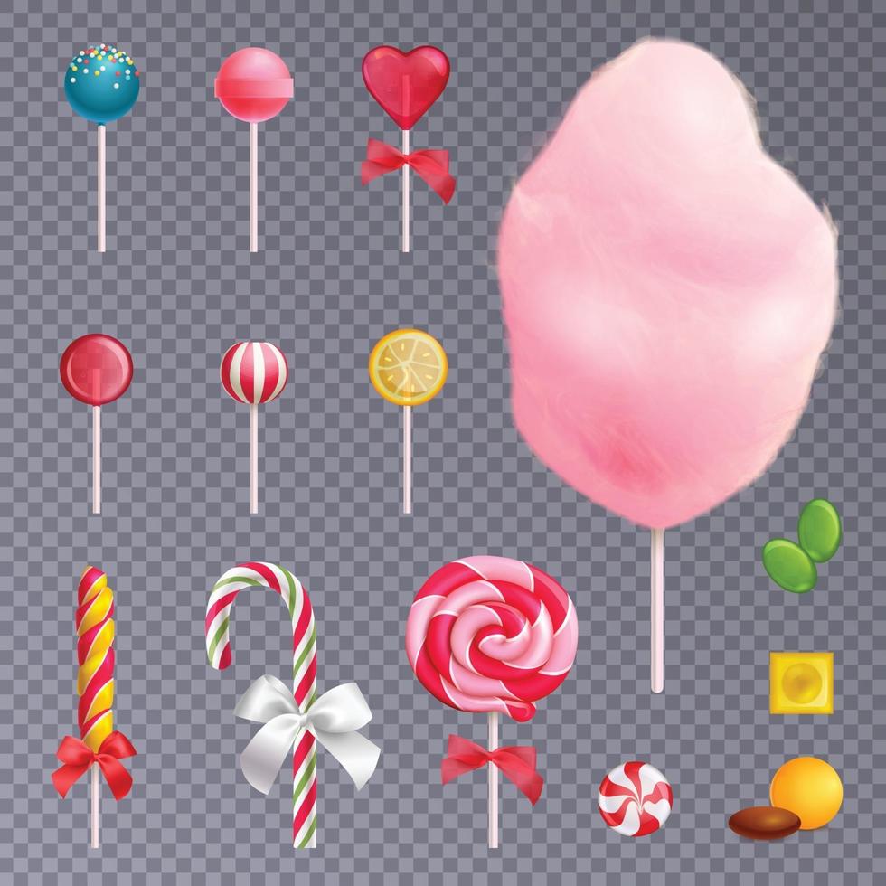 Realistic Sweets Background Set Vector Illustration