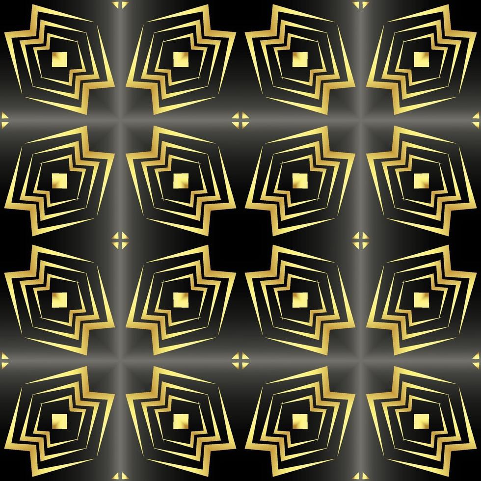 This is a vintage golden kaleidoscope texture in oriental style with black stars vector