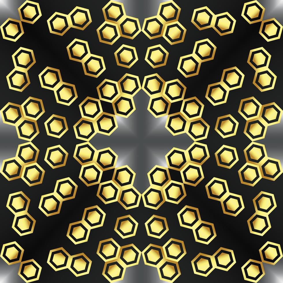 This is a vintage golden kaleidoscope texture in an oriental style with honeycombs vector