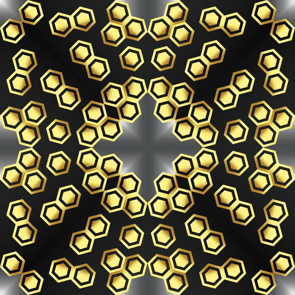 This is a vintage golden kaleidoscope texture in an oriental style with honeycombs vector