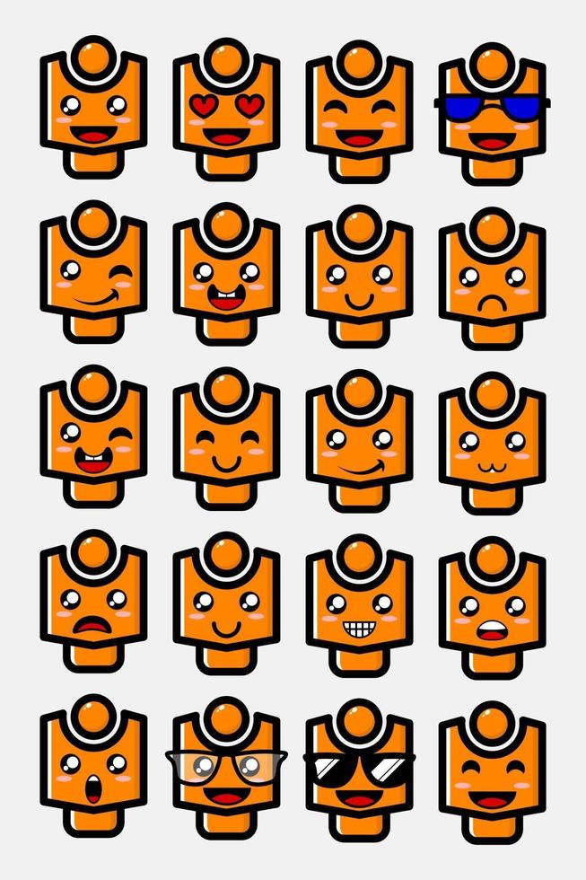 Collection of cute toy character vector designs with different expressions