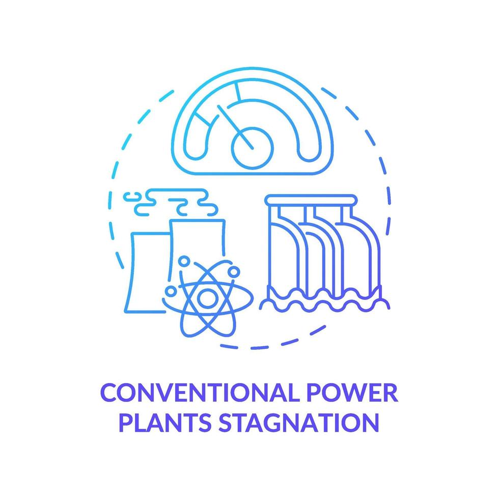 Icono de concepto de estancamiento de plantas de energía convencional vector